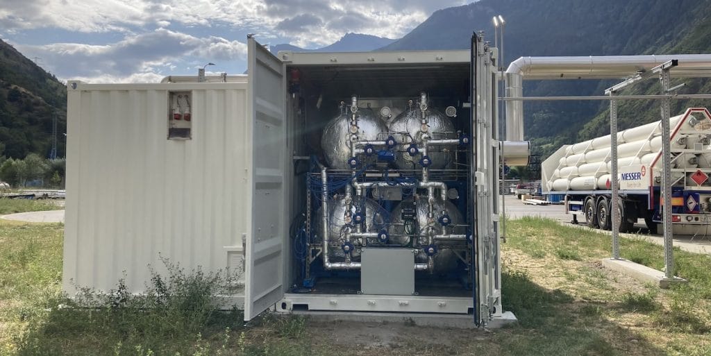 GRZ Technologies HyCo thermal hydrogen compression system in operation at a chemical plant in Switzerland.
