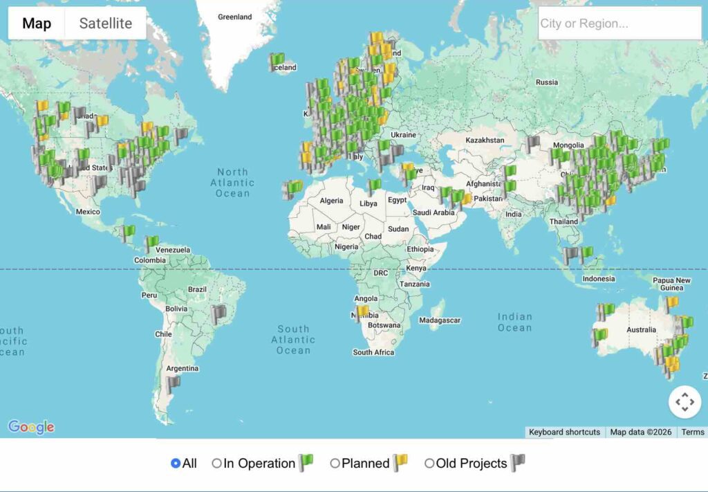 Map of hydrogen refueling stations globally